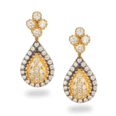 Triple Halo Drop Earrings with Emerald and CZ Triple Halo Drop Earrings with Emerald and CZ