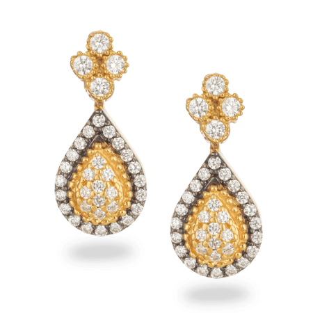 Triple Halo Drop Earrings with Emerald and CZ Triple Halo Drop Earrings with Emerald and CZ