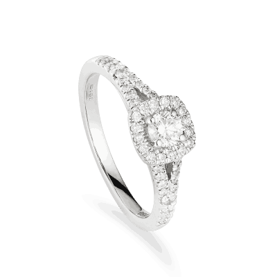 White Gold Diamond Halo Engagement Ring White Gold Diamond Halo Engagement Ring