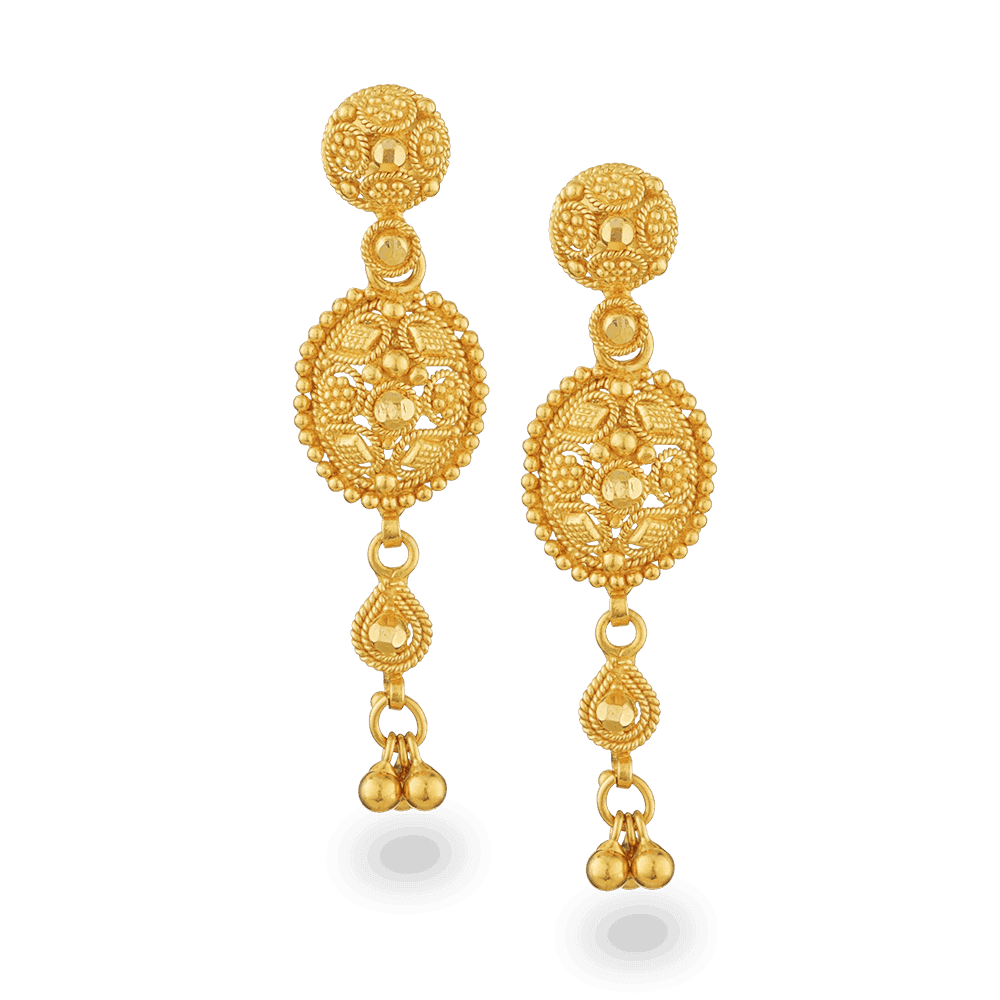 22 ayar filigran damla küpe, oval motifli 22 ayar filigran damla küpe, oval motifli