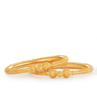 22ct Gold Heritage Jali Kada Bangles – Pair