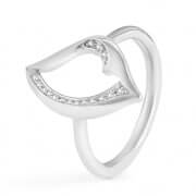 Vinyasa Doğal Beyaz Altın ve Pırlanta İçi Boş Yüzük