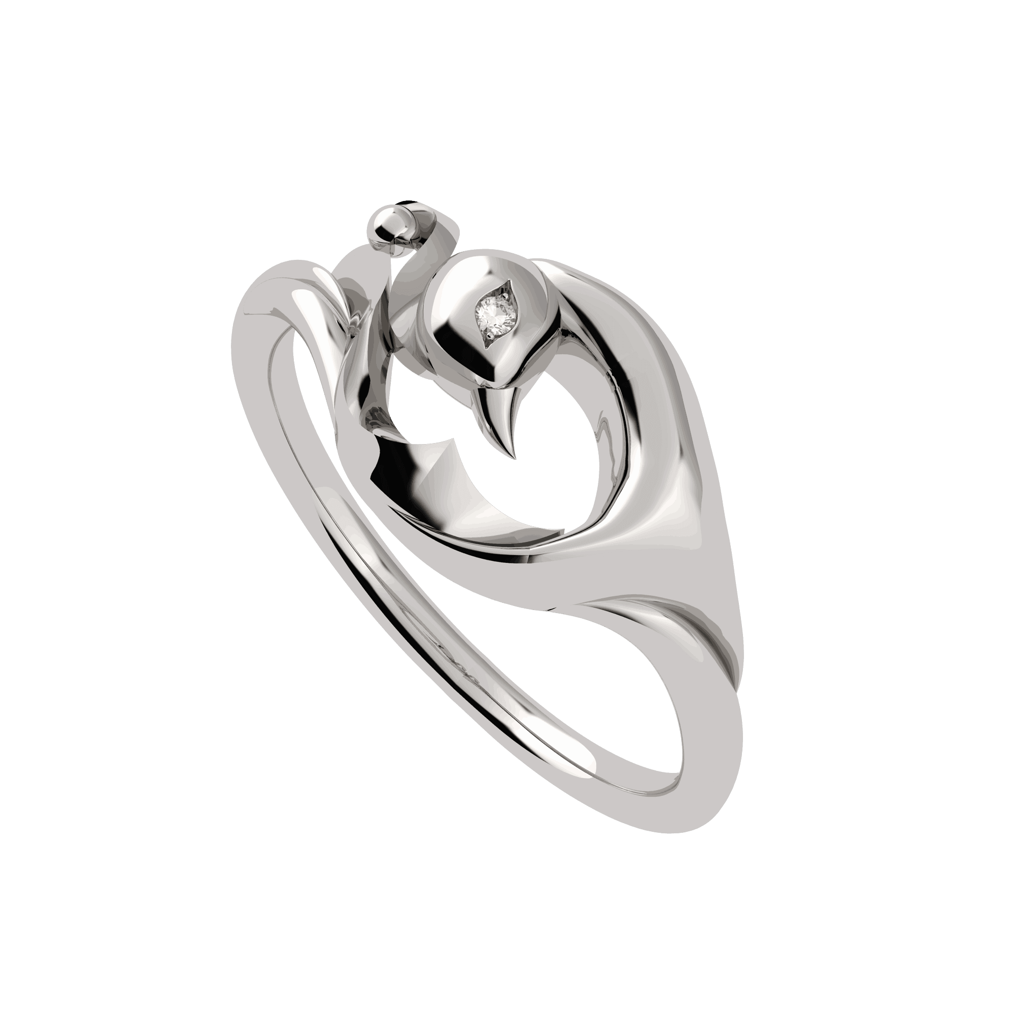 Doğal Beyaz Altından Vinyasa Tavuskuşu Yüzük Doğal Beyaz Altından Vinyasa Tavuskuşu Yüzük