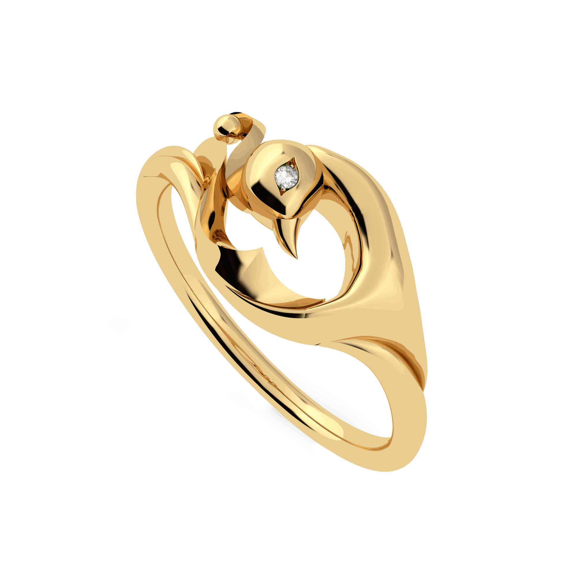 Doğal Beyaz Altından Vinyasa Tavuskuşu Yüzük Doğal Beyaz Altından Vinyasa Tavuskuşu Yüzük