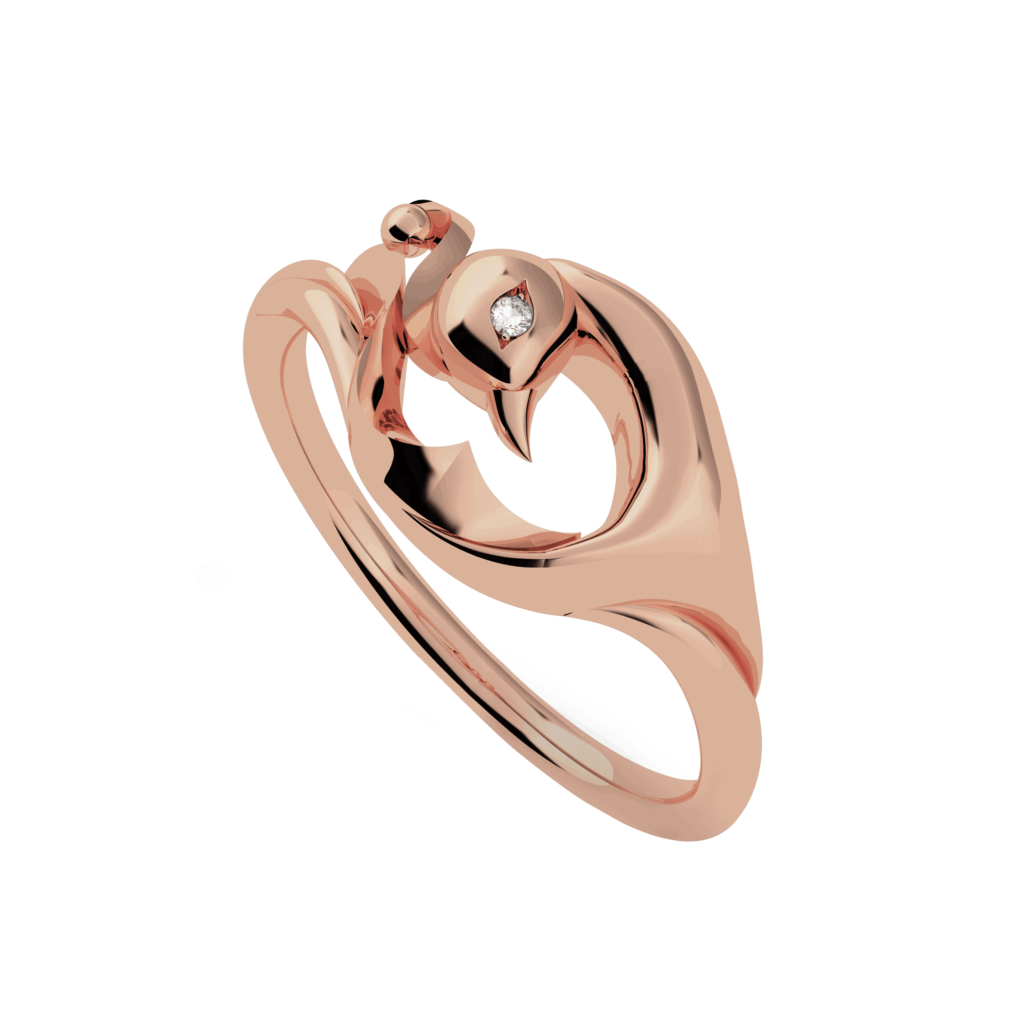 Doğal Beyaz Altından Vinyasa Tavuskuşu Yüzük Doğal Beyaz Altından Vinyasa Tavuskuşu Yüzük