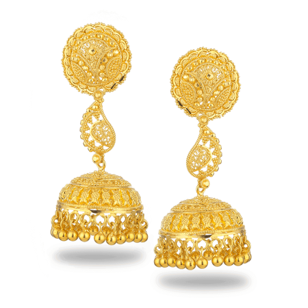 Jali 22ct Gold Filigree Jumkha Earring Jali 22ct Gold Filigree Jumkha Earring