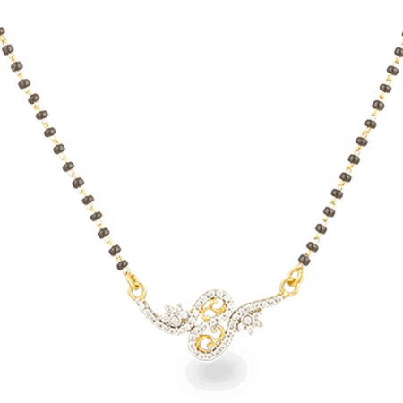 22ct Gold CZ Vine Curve Mangalsutra