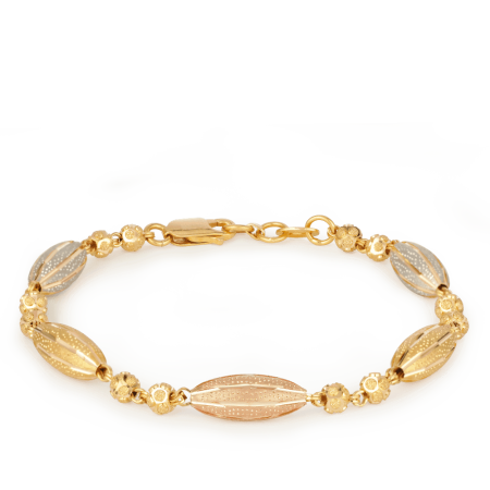22ct Gold Oval Bead Bracelet with Rose Gold 22ct Gold Oval Bead Bracelet with Rose Gold