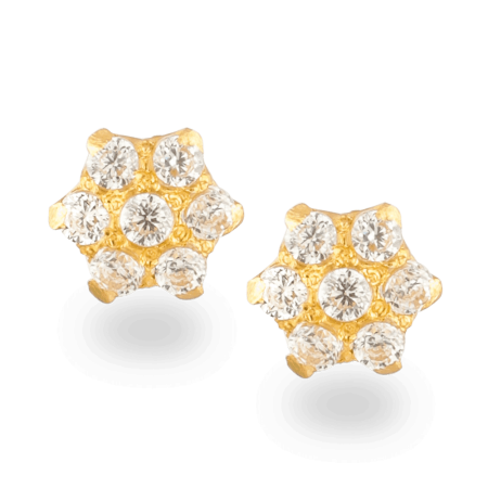 22ct Gold CZ Floral Stud Earrings