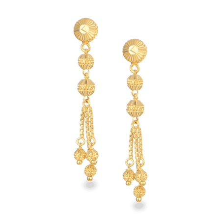 22ct Gold Beaded Tassel Drop Earrings