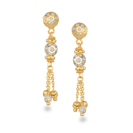 22ct Gold Beaded Tassel Drop Earrings with Rhodium Finish 22ct Gold Beaded Tassel Drop Earrings with Rhodium Finish