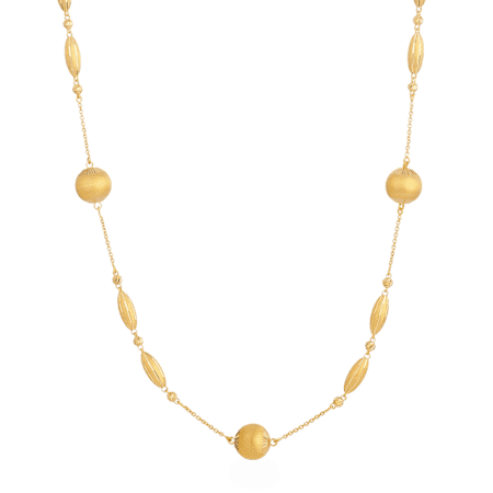 22ct Gold Textured Bead Long Necklace
