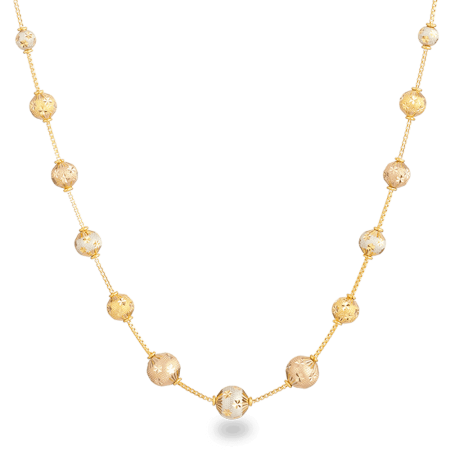 22ct Gold Faceted Bead Necklace with Rose Gold Rhodium Finish