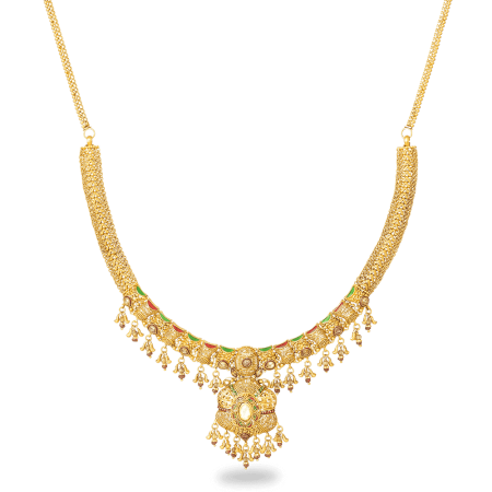 22ct Gold Temple Drop Necklace