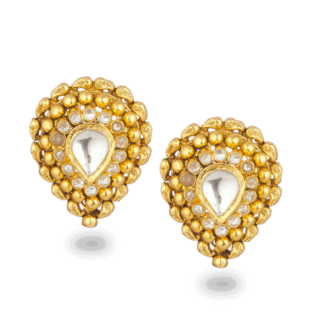 22ct Gold Polki Stud Earrings – Antique Finish 22ct Gold Polki Stud Earrings – Antique Finish