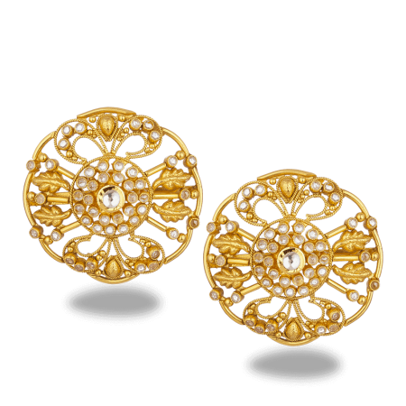22ct Gold Antique Polki Stud Earrings