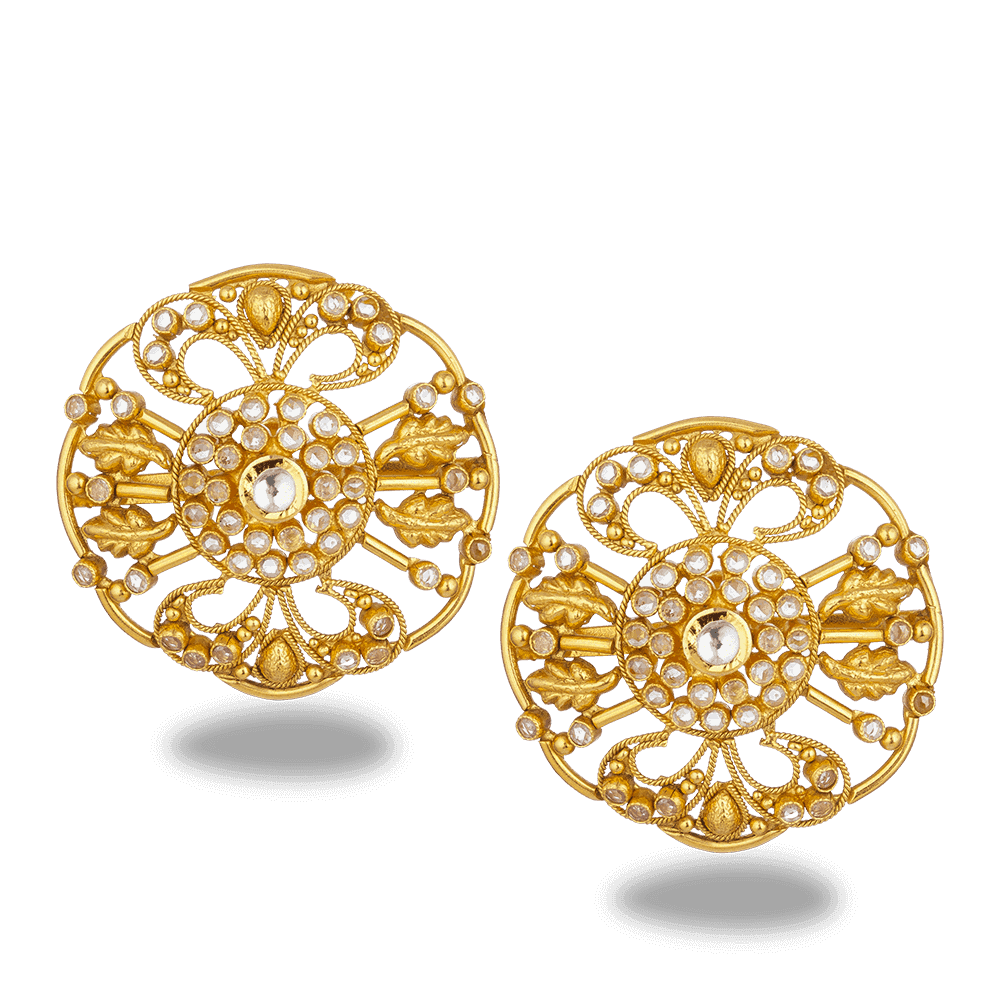 22ct Gold Antique Polki Stud Earrings 22ct Gold Antique Polki Stud Earrings