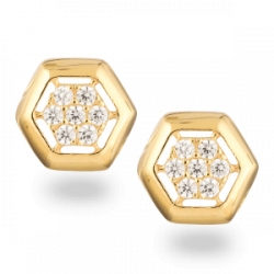 22ct Gold Hexagon Frame CZ Stud Earrings 22ct Gold Hexagon Frame CZ Stud Earrings