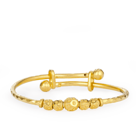 22ct Gold Adjustable Baby Bangle – Textured Bead Design 22ct Gold Adjustable Baby Bangle – Textured Bead Design