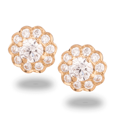 22ct Gold CZ Circular Halo Stud