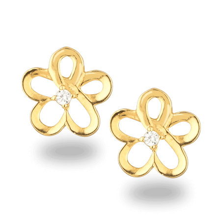 22ct Gold CZ Open Floral Stud Earrings