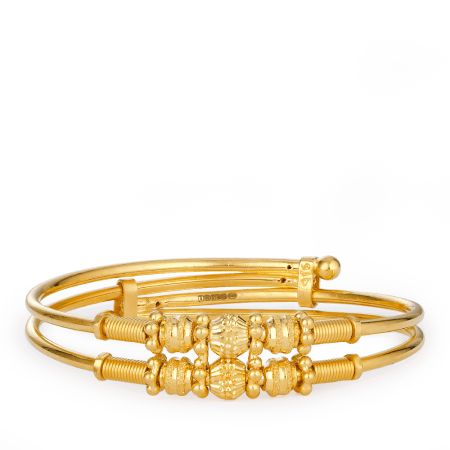 22ct Gold Baby Bangle with Textured Bead 22ct Gold Baby Bangle with Textured Bead
