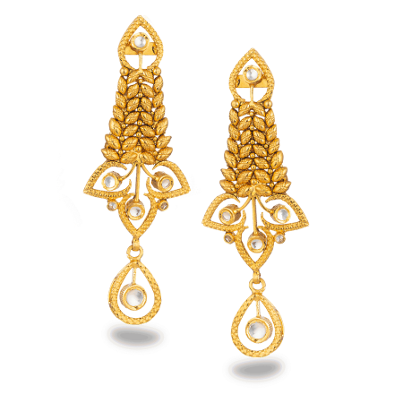 22ct Gold Polki Traditional Drop Earrings 22ct Gold Polki Traditional Drop Earrings