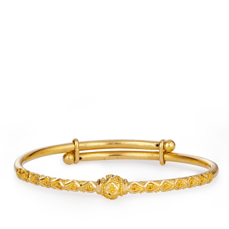 22ct Gold Adjustable Baby Bangle with Floral Detailing 22ct Gold Adjustable Baby Bangle with Floral Detailing