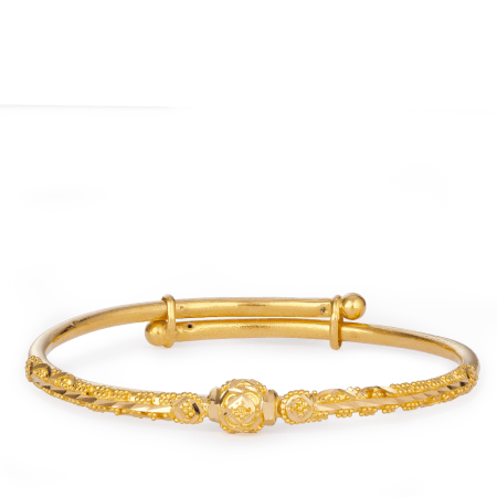 22ct Gold Adjustable Baby Bangle with Floral Design 22ct Gold Adjustable Baby Bangle with Floral Design