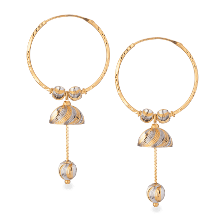 22ct Gold Rhodium Shell Drop Hoop Earrings