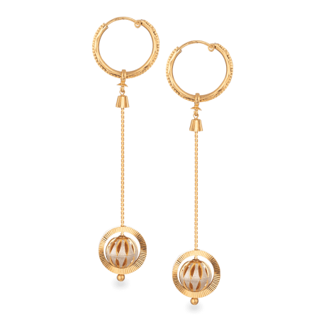 22ct Gold Rhodium Halo Sphere Drop Earrings