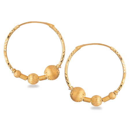 22ct Indian Gold Ball Hoop Earring