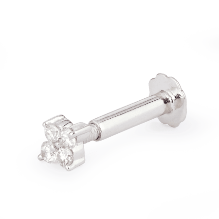 18ct White Gold Diamond Nose Pin – Floral Cluster Design 18ct White Gold Diamond Nose Pin – Floral Cluster Design