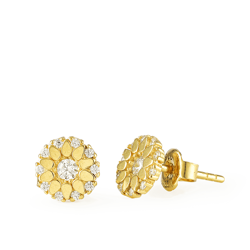 أقراط ذهبية مرصعة بالزهور عيار 22 قيراط أقراط ذهبية مرصعة بالزهور عيار 22 قيراط