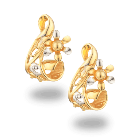 22ct Gold Curved Floral Two Tone Stud Earrings 22ct Gold Curved Floral Two Tone Stud Earrings