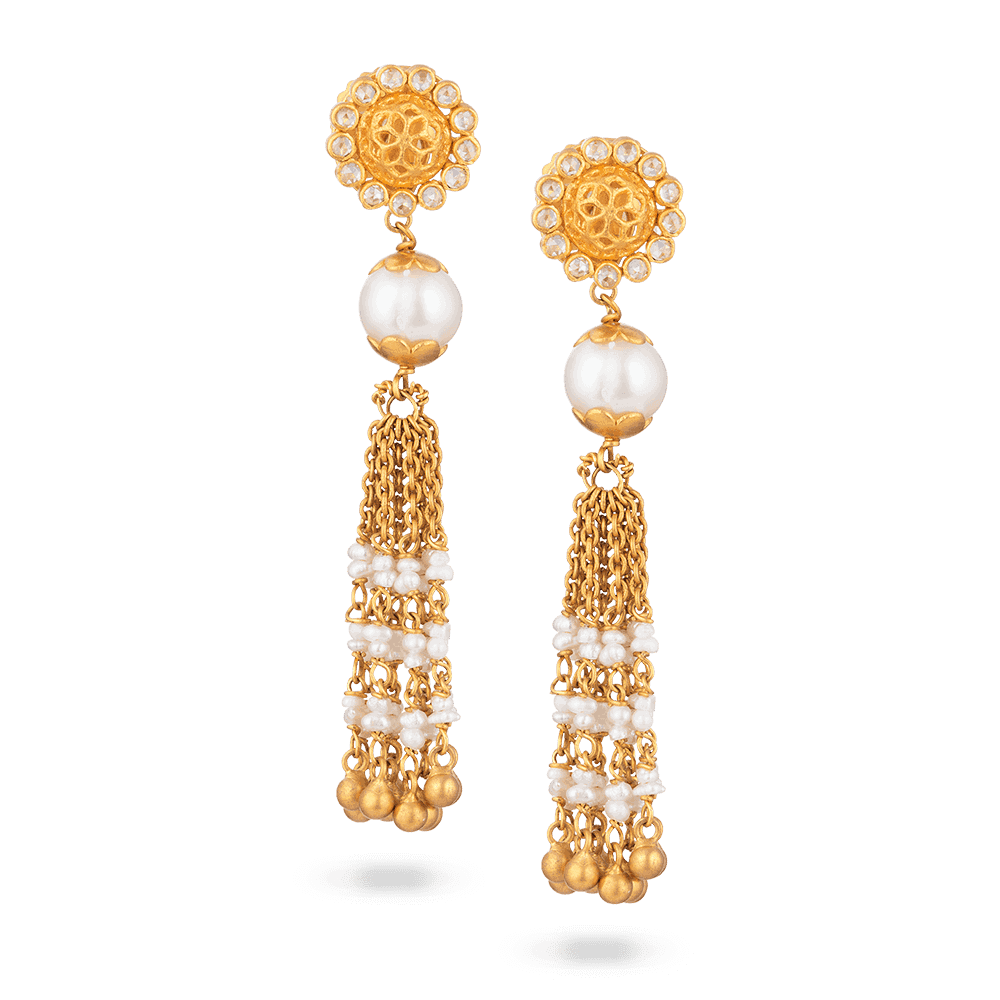 Anusha 22ct Gold Polki & Perle Tropfen Ohrringe mit Rose Gold Anusha 22ct Gold Polki & Perle Tropfen Ohrringe mit Rose Gold
