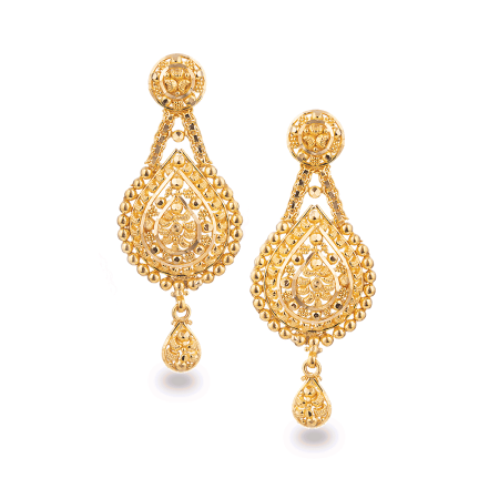 22ct Gold Bridal Earring In Filigree Design 22ct Gold Bridal Earring In Filigree Design