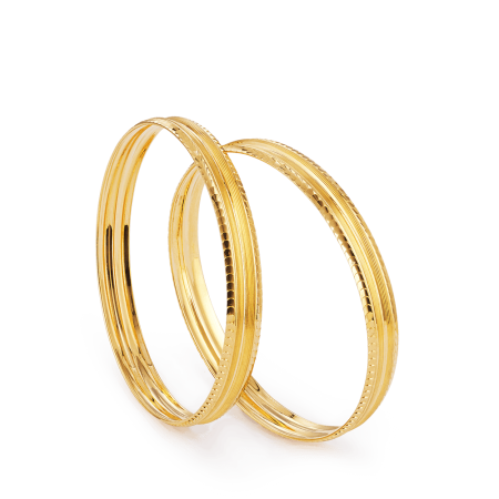 22ct Gold Fine Line Bangle Pair