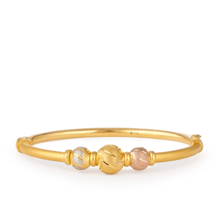22ct Gold Sparkle Bangle with Rose Gold and Rhodium Finish 22ct Gold Sparkle Bangle with Rose Gold and Rhodium Finish