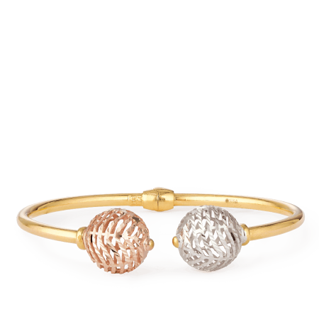 22ct Gold Two-Tone Sparkle Ball Bangle