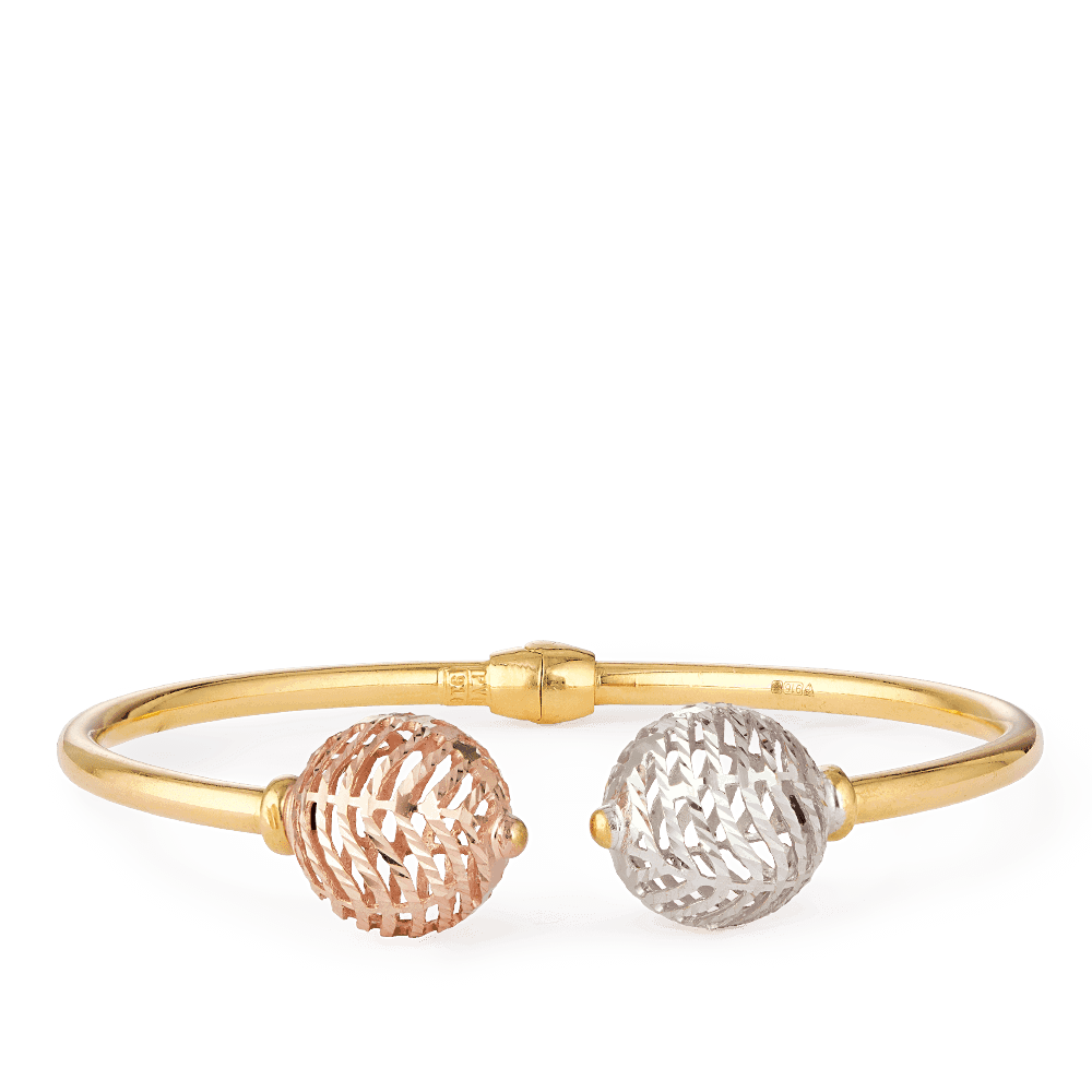 سوار ذهب عيار 22 قيراط ذهبي بلونين لامع على شكل كرة لامعة سوار ذهب عيار 22 قيراط ذهبي بلونين لامع على شكل كرة لامعة