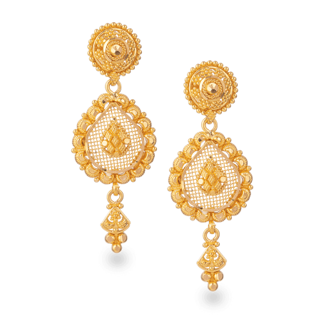 22ct Gold Bridal Earring In Fine Filigree Design 22ct Gold Bridal Earring In Fine Filigree Design