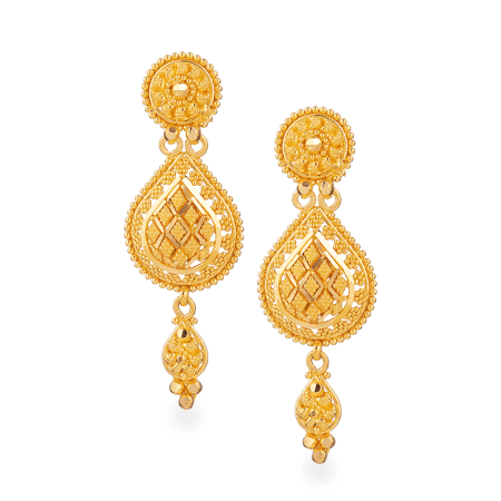 22ct Gold Bridal Earring In Fine Filigree Design 22ct Gold Bridal Earring In Fine Filigree Design