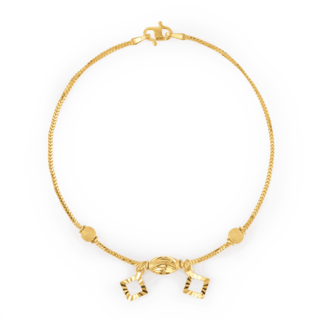 22ct Gold Square Charm Bracelet