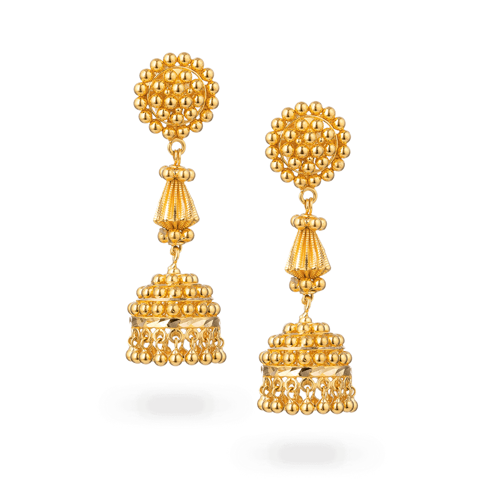 The classic Indian jhumkas crafted by hand in 22K gold