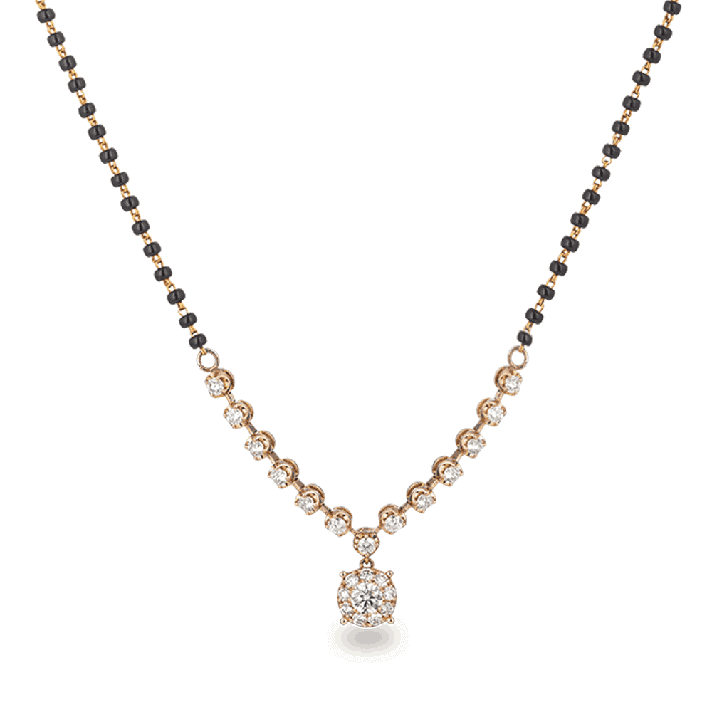 18 Ayar Pembe Altın, Pırlantalı Siyah Boncuklu Mangalsutra 18 Ayar Pembe Altın, Pırlantalı Siyah Boncuklu Mangalsutra