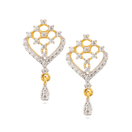 22ct Gold Drop CZ Earrings– Heart & Teardrop Design 22ct Gold Drop CZ Earrings– Heart & Teardrop Design