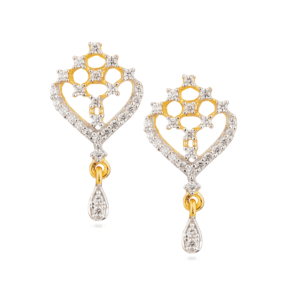 22ct Gold Drop CZ Earrings– Heart & Teardrop Design 22ct Gold Drop CZ Earrings– Heart & Teardrop Design