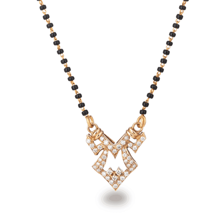 18ct Rose Gold, Black Beaded Mangalsutra with Diamonds 18ct Rose Gold, Black Beaded Mangalsutra with Diamonds