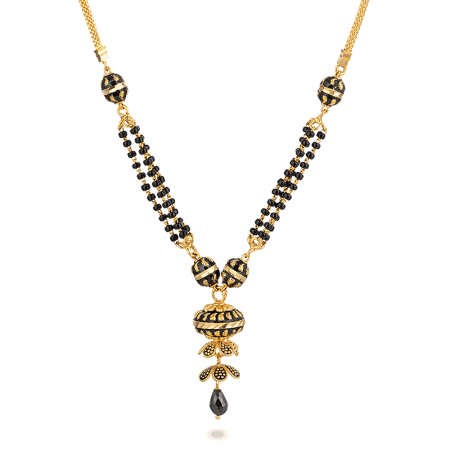 22ct Gold Black Bead Mangalsutra with Ornate Pendant 22ct Gold Black Bead Mangalsutra with Ornate Pendant